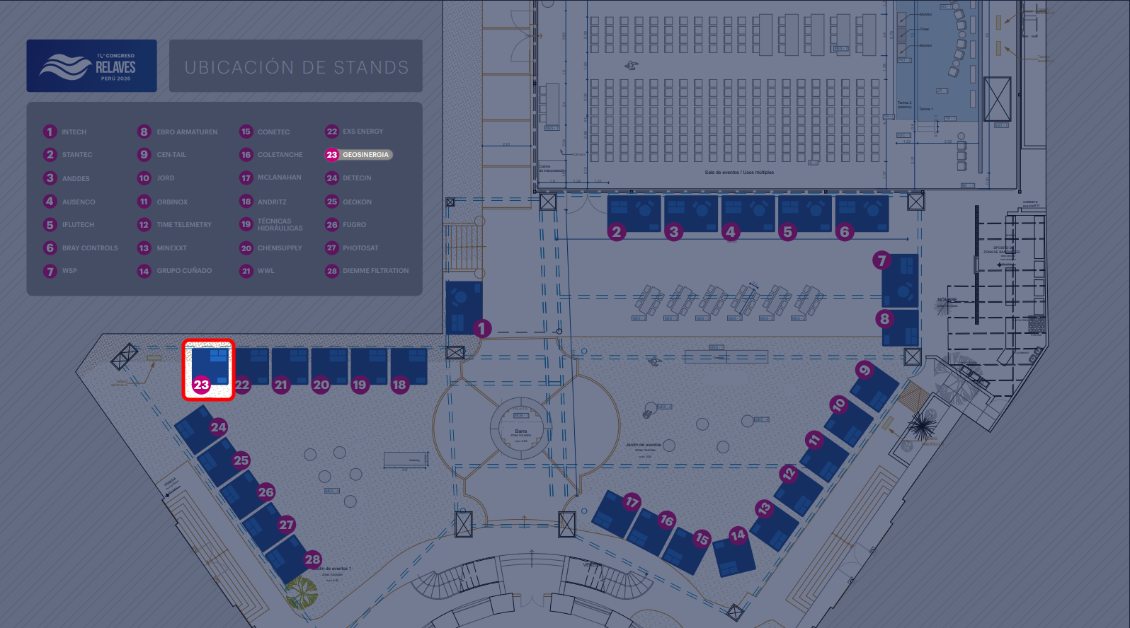 Location map of the Geosinergia stand at the congress