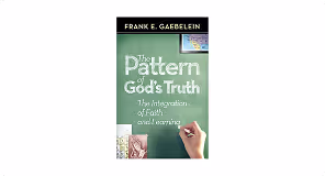 Book cover for 'The Pattern of God's Truth' by Frank E. Gaebelein, featuring a hand drawing on a green chalkboard background.