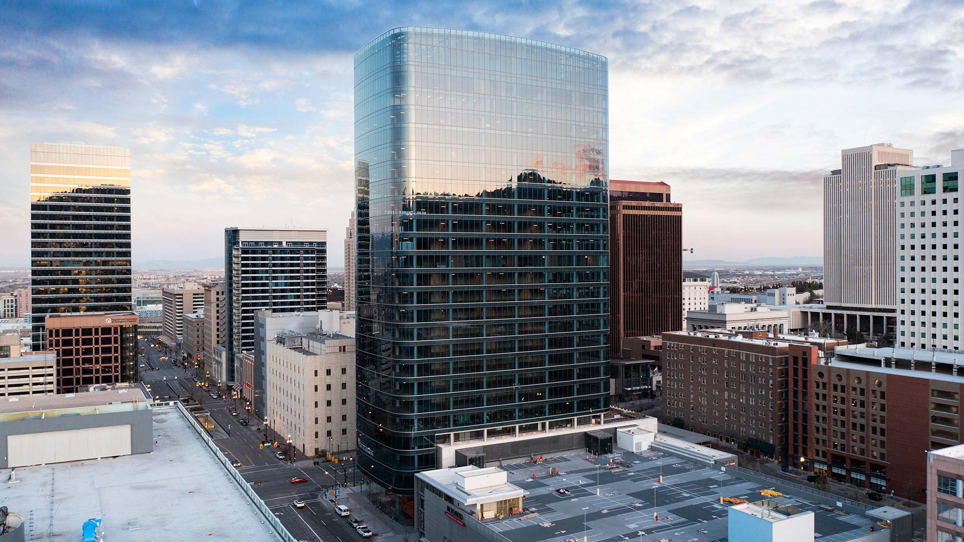 Exterior of 95 State at City Creek, Johnson Randall’s office building in downtown Salt Lake City