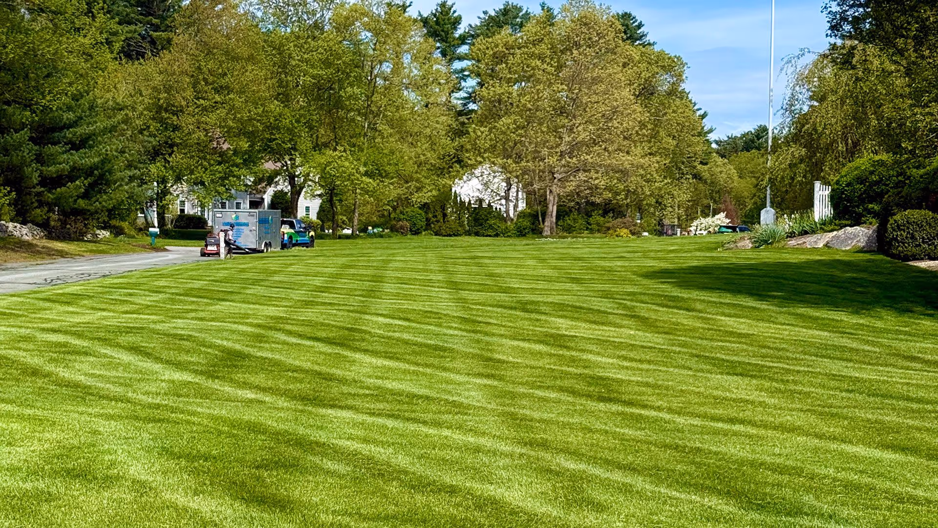 Professional lawn mowing service delivering crisp, even cuts
