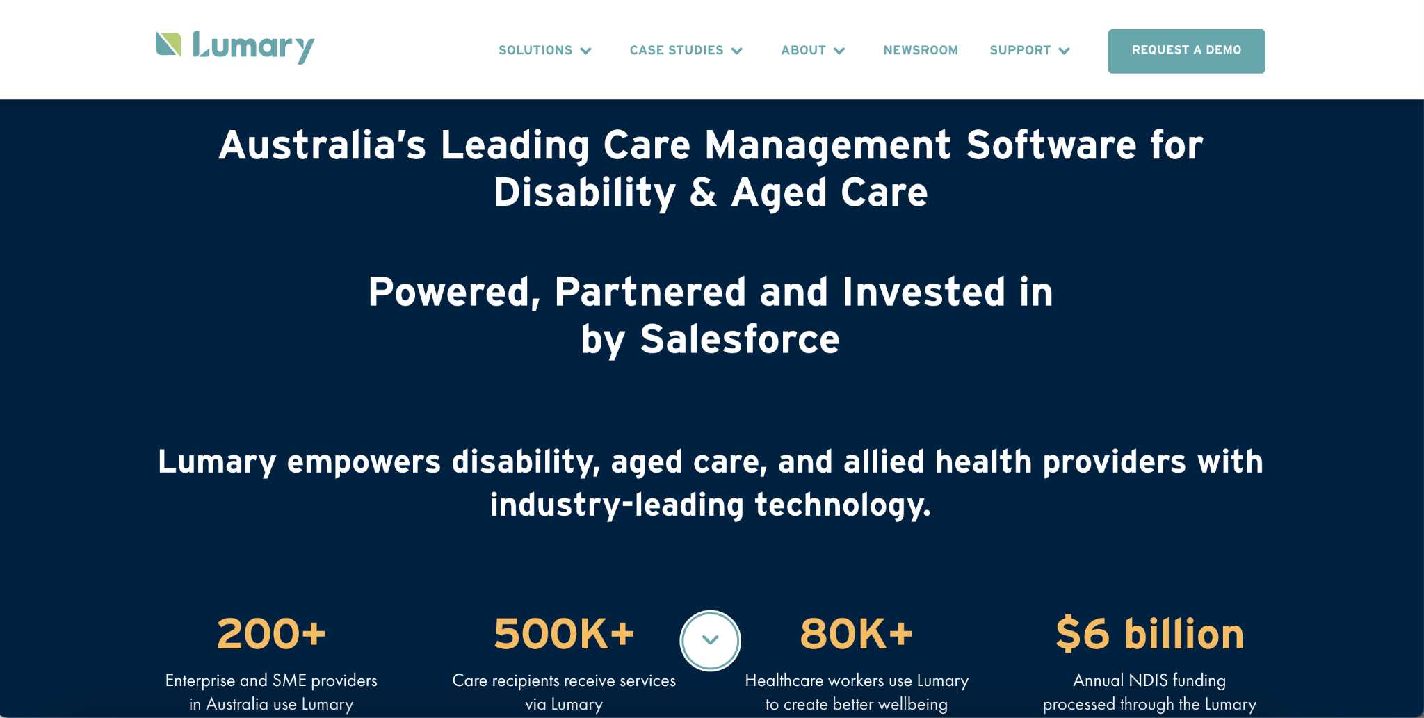 Screenshot of the Lumary homepage showing the platform's main navigation and hero section.