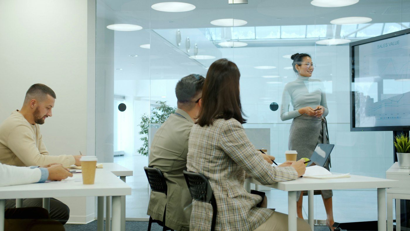 Sales team in a training session