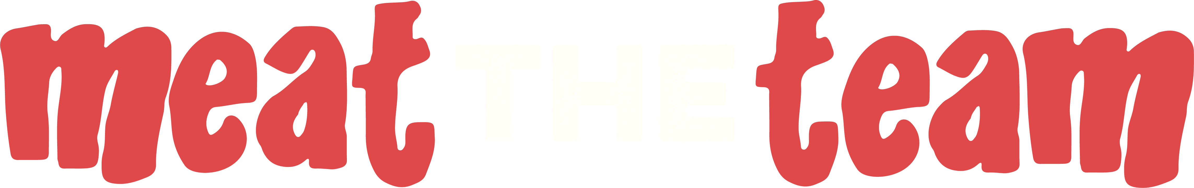 Meat the Team heading in red and white