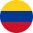 Circular flag with three horizontal stripes: yellow top half, blue middle, and red bottom.