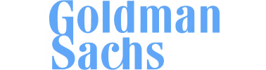 Goldman Sachs company name in blue text on a transparent background.