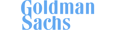 Goldman Sachs company name in blue text on a transparent background.