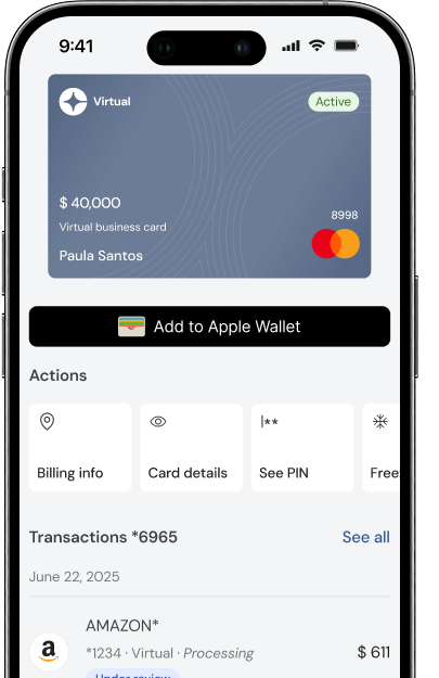 Clara Virtual corporate card for unlimited digital payments and ad spend management