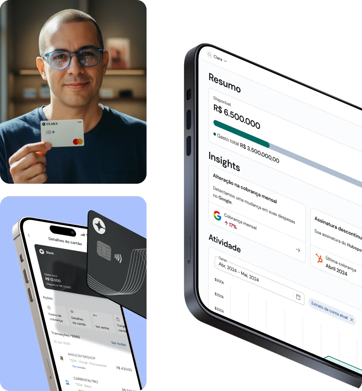 Clara promotional landing page product feature highlight.