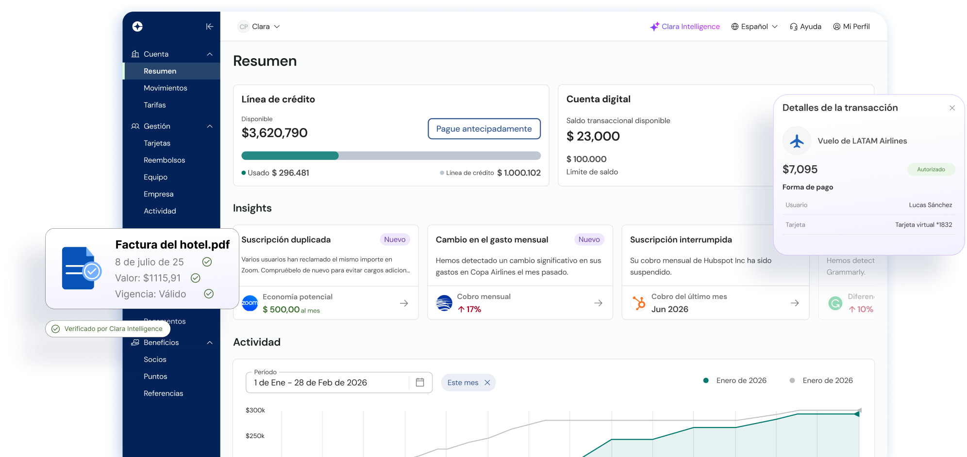 Clara corporate spend management platform in Mexico.
