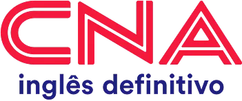CNA English language school logo with red CNA letters and blue 'inglês definitivo' text below.