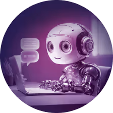 Robot sitting by a desk