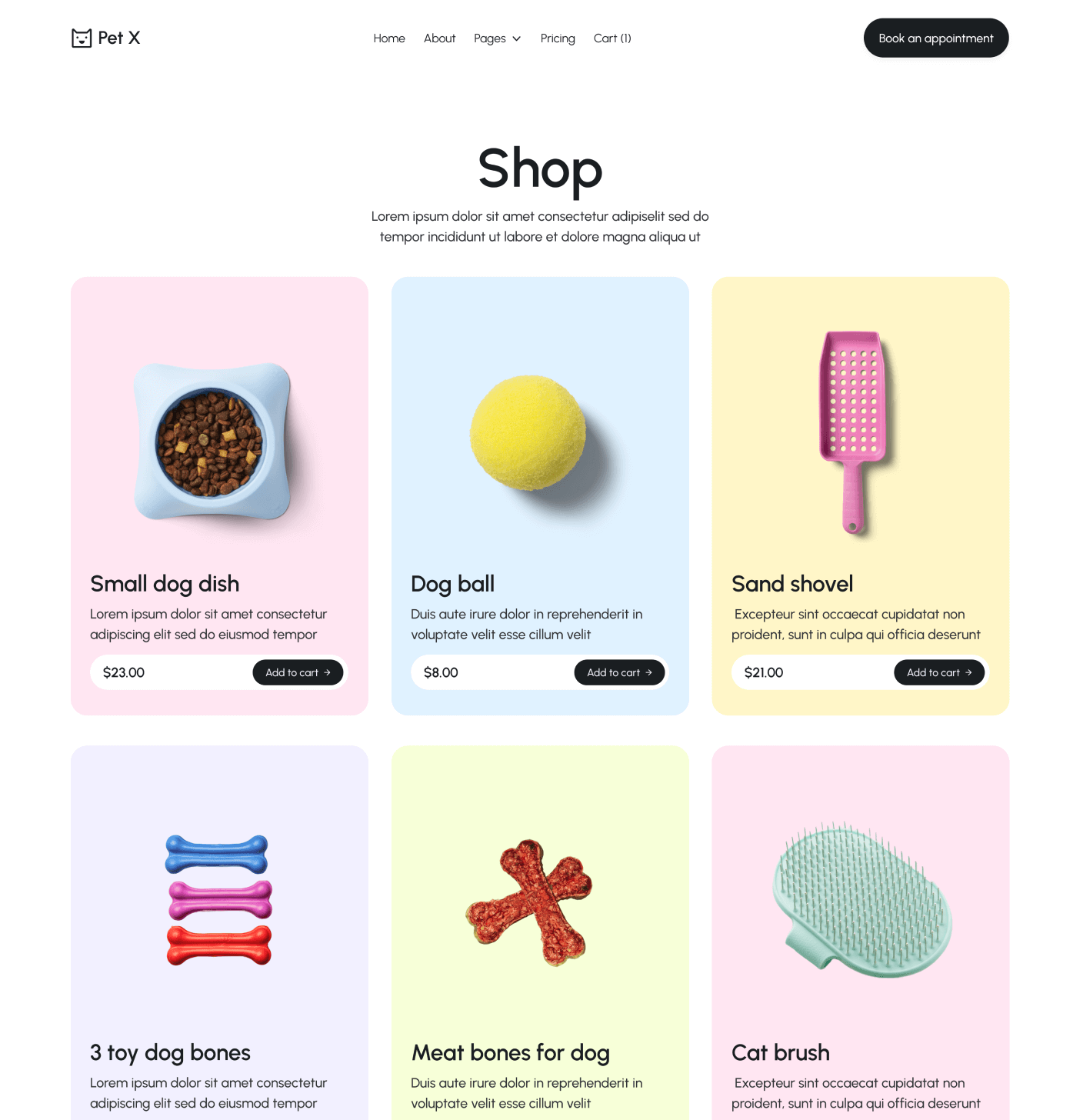 Pet X Shop Main Page Veterinary Webflow Template
