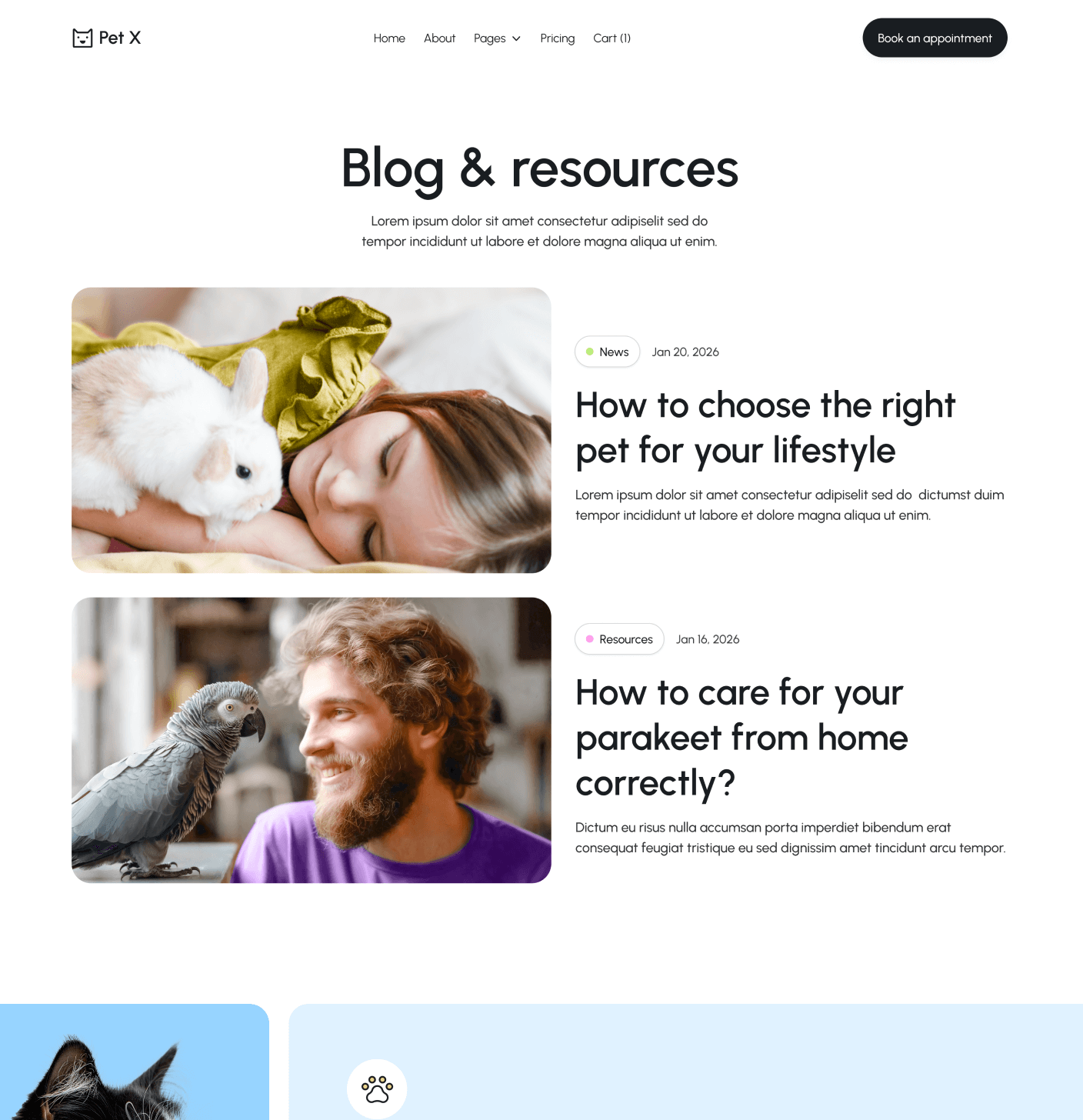 Pet X Blog V1 Main Page Veterinary Webflow Template