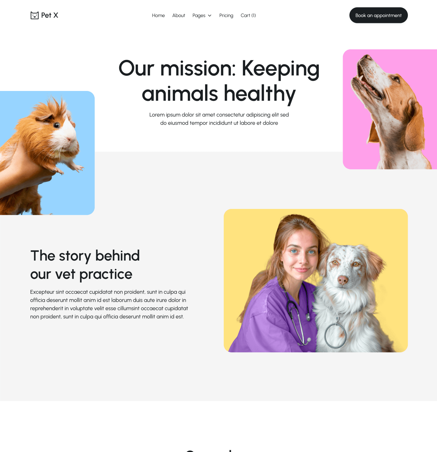 Pet X About Main Page Veterinary Webflow Template