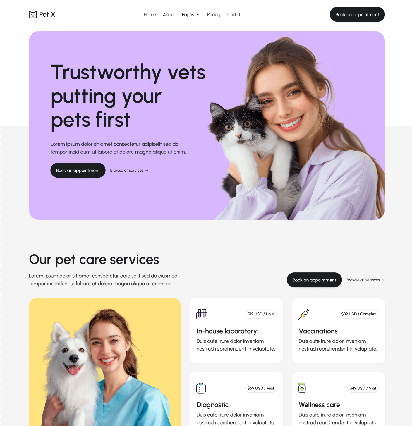 Pet X Home V2 Main Page Veterinary Webflow Template