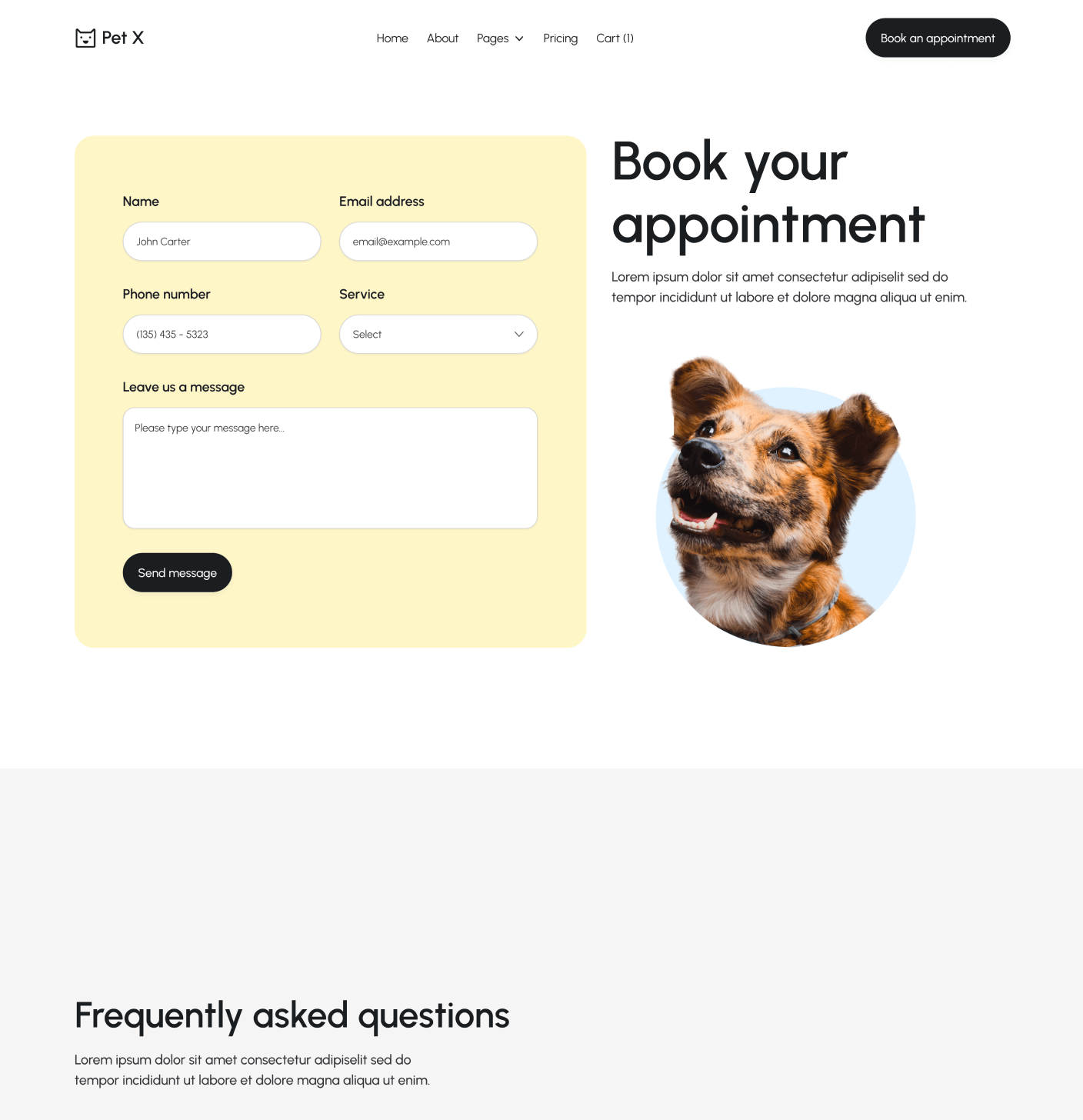 Pet X Contact V3 Main Page Veterinary Webflow Template