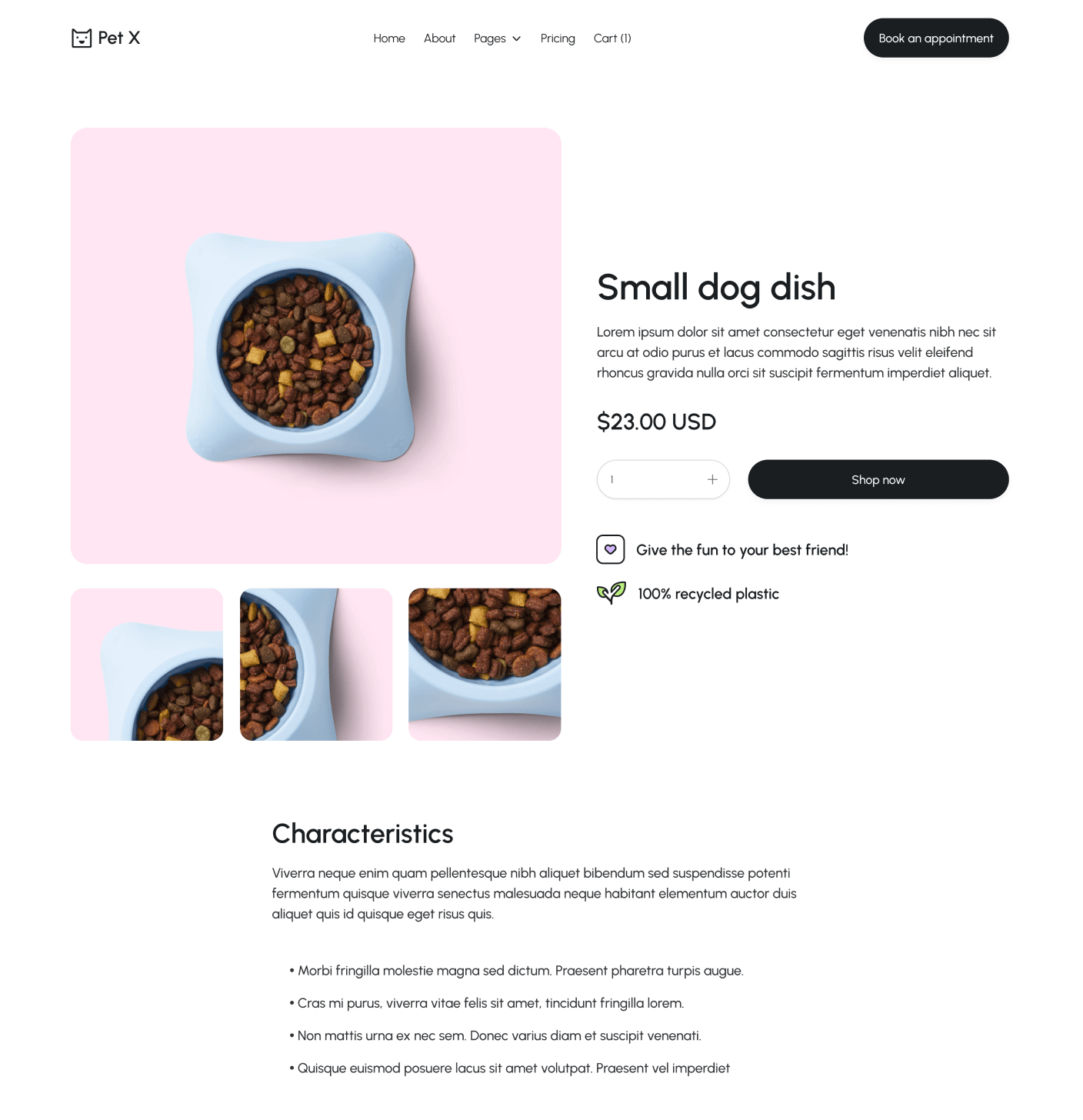 Pet X Shop Single Main Page Veterinary Webflow Template