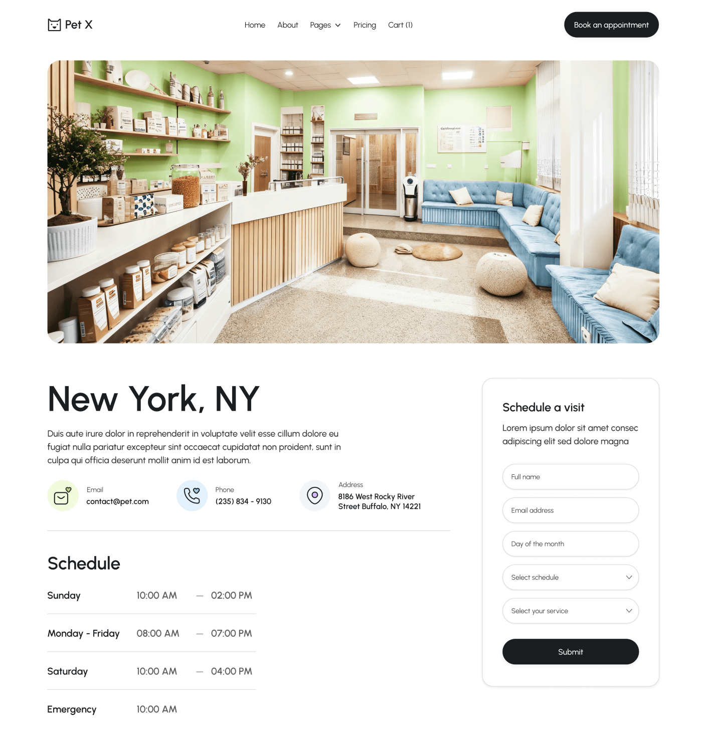 Pet X Location Single Main Page Veterinary Webflow Template