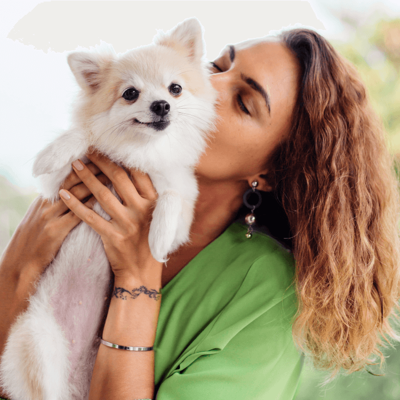 Woman kissing Dog Image - Pet X Webflow Template