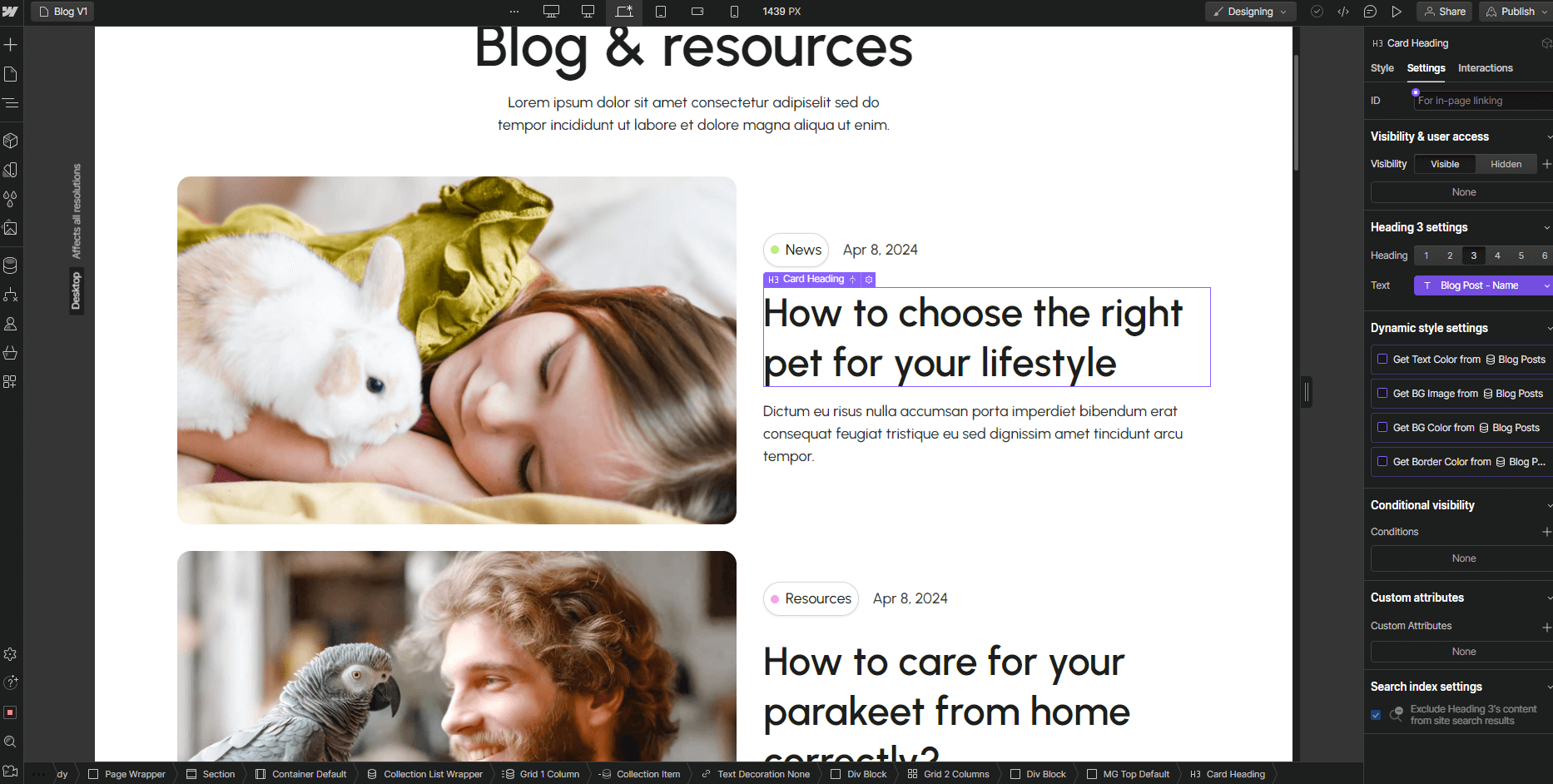 Pet X - Webflow Template And UI Kit CMS Content