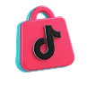 Pink shopping bag with TikTok logo in black on the front.