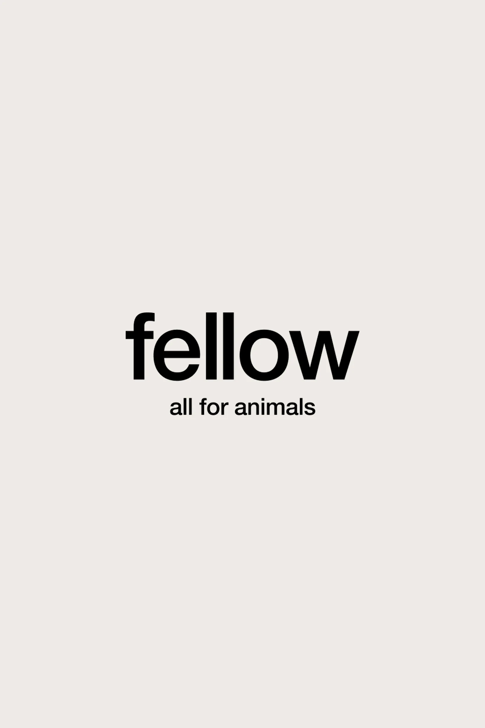 Logo von fellow mit dem Schriftzug „all for animals“ auf hellem Hintergrund.