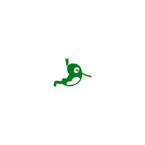 Simple green cartoon bird with one large eye and a white belly on a transparent background.