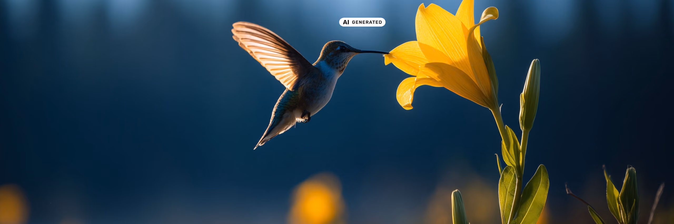 Kolibri an einer gelben Lilie - Bildmotiv für die Innovabee Customer Success Management-Seite