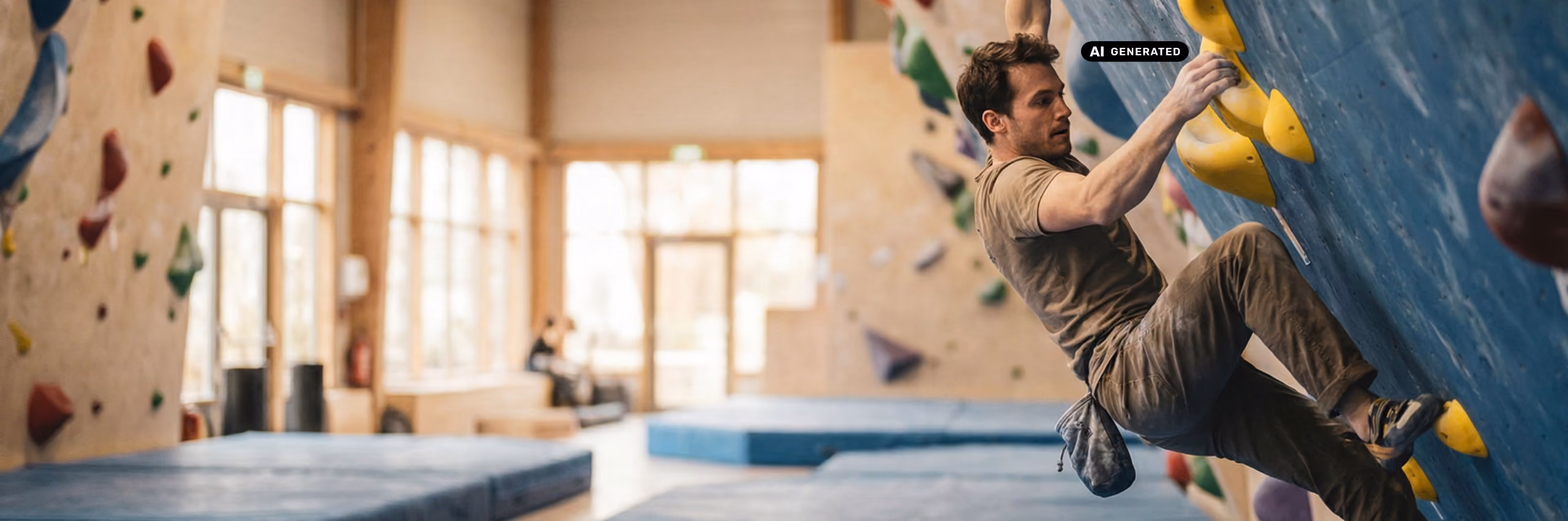 Person in der Boulderhalle - Bildmotiv für die Innovabee Migration von SAP S/4HANA-Seite