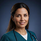 An portrait image of a young mexican female doctor