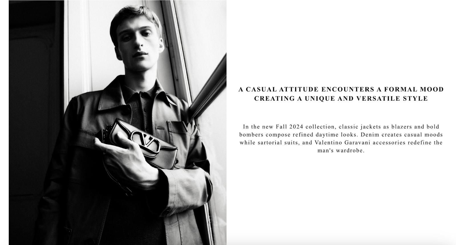 Man holding purse in black and white lense