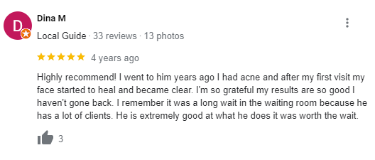 a review from a customer named dina