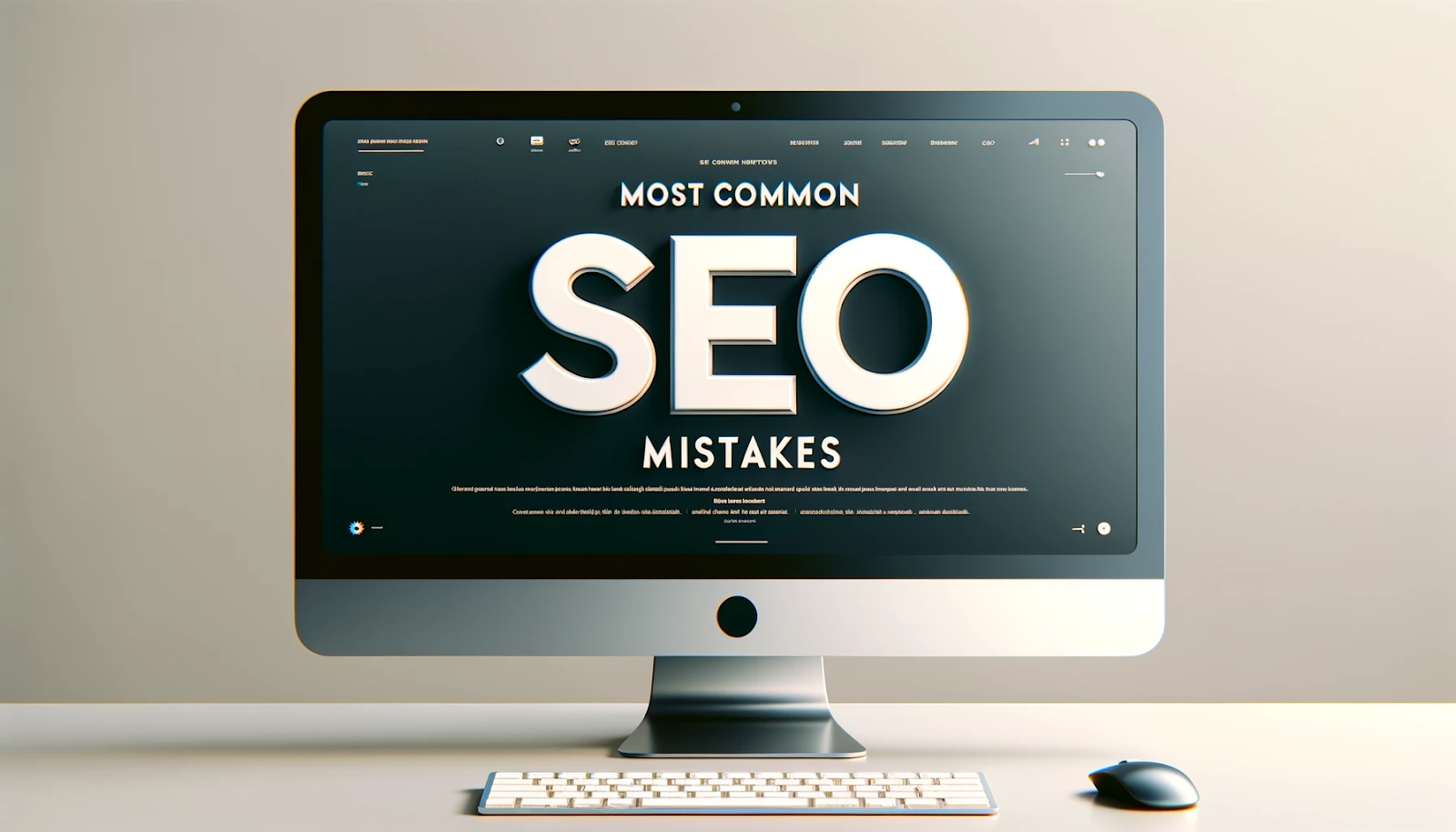 a computer screen with the word SEO in bold