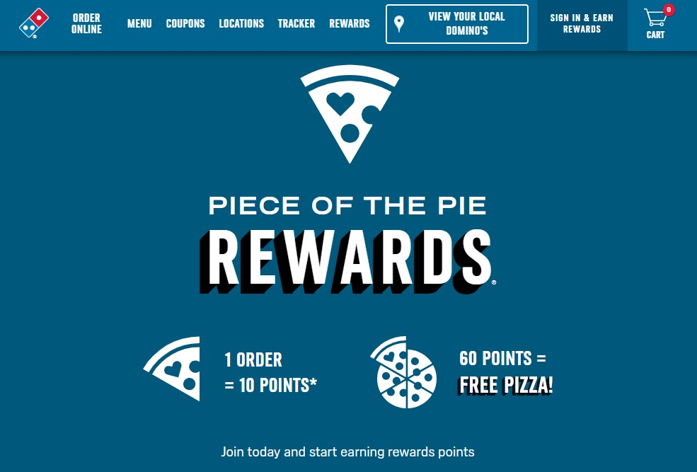 dominos rewards website page 