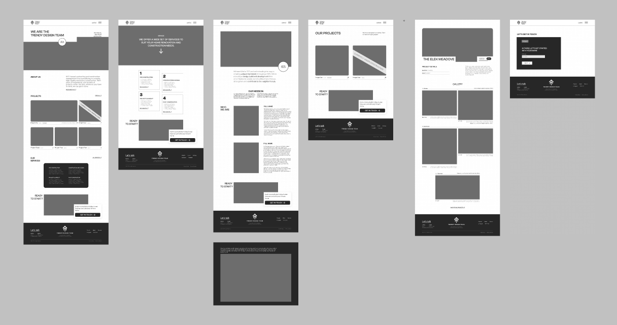 Trendy Design Team website wireframe SQO Marketing