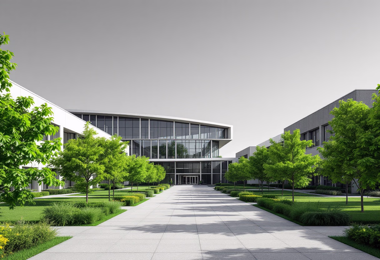 image of Architectural design with beautiful landscaping.