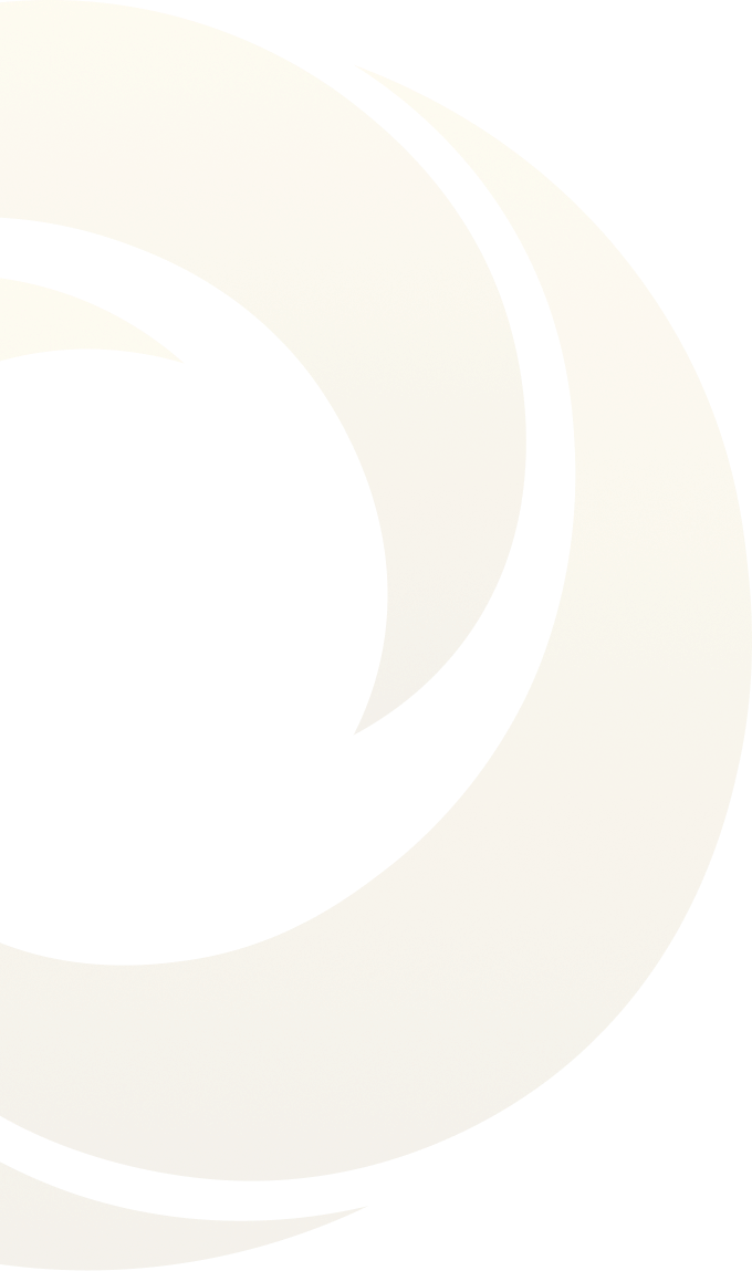 Abstract golden circular swirl design on a transparent background.