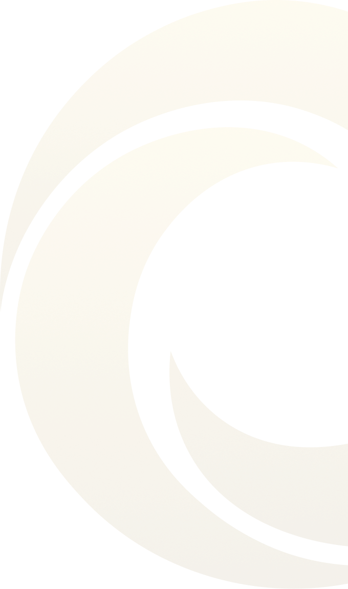 Golden abstract curved shapes forming a circular design on a transparent background.