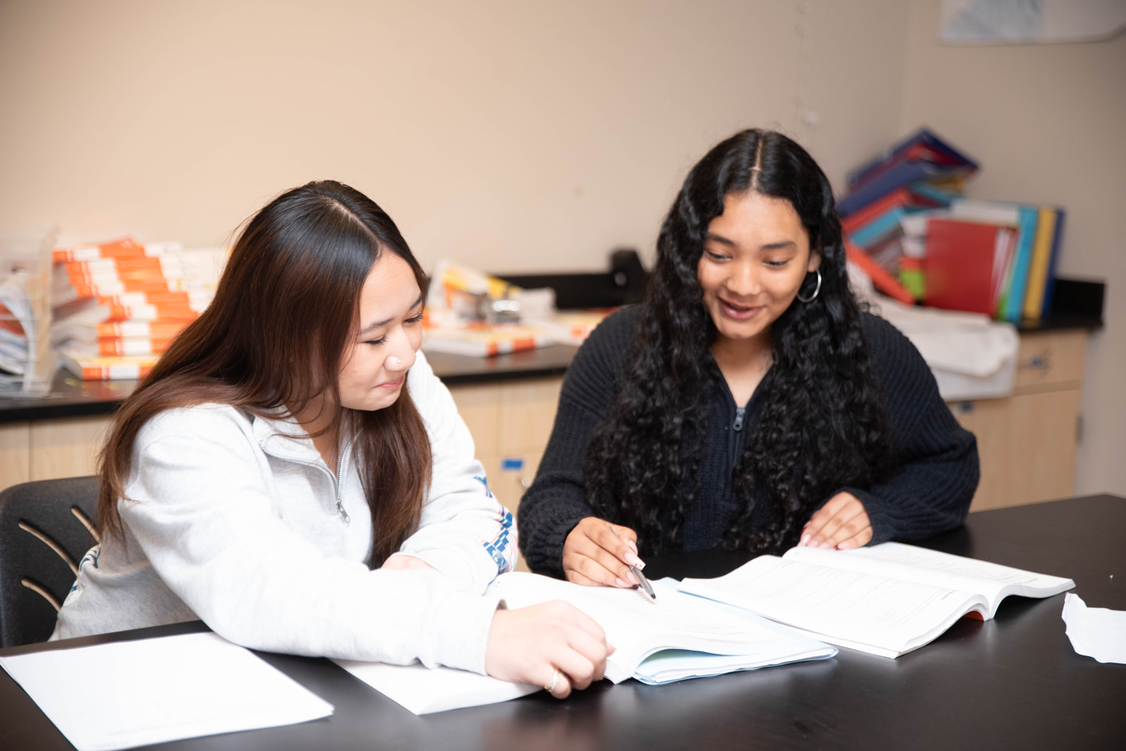 Two students studying together