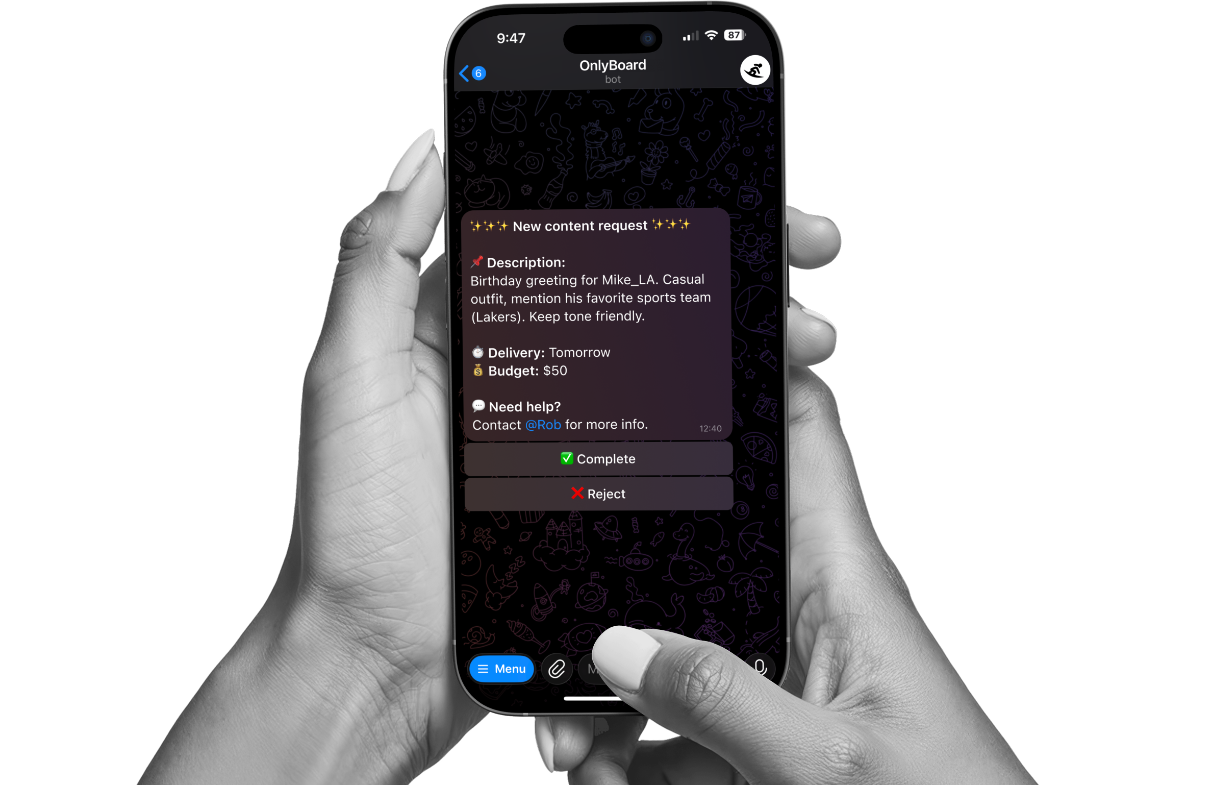 Onlyboard Bot request
