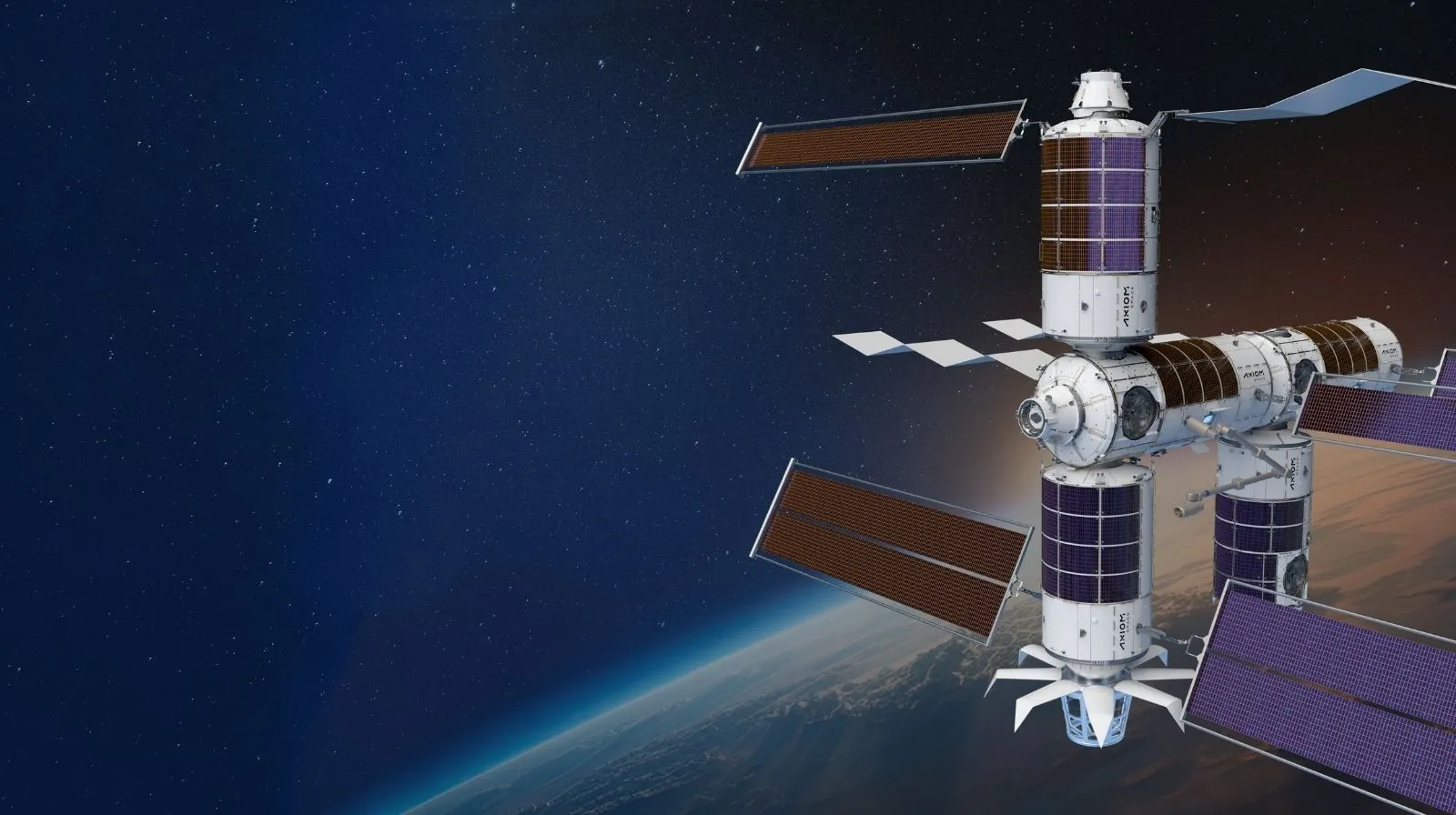 An artist's rendering of a space station in orbit.