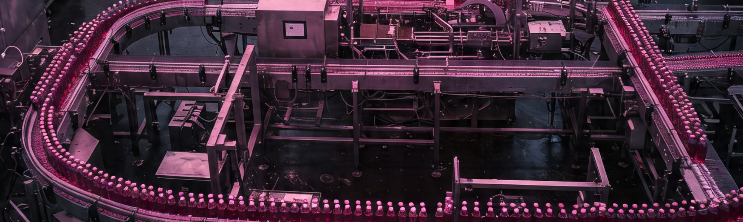 Bottling and packaging line aerial view