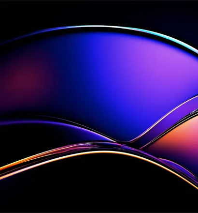 Smooth abstract curves with gradients of blue, purple, and orange on a black background.