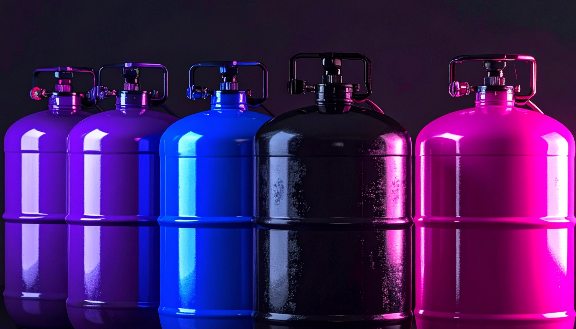 Industrial gas cylinders in a distribution yard