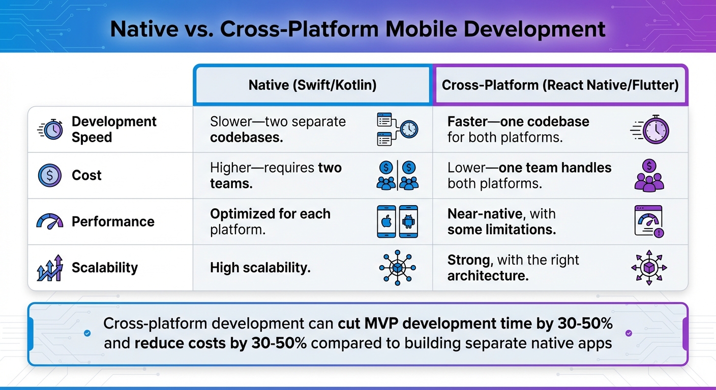 Native vs Cross-Platform Mobile Development Comparison Chart