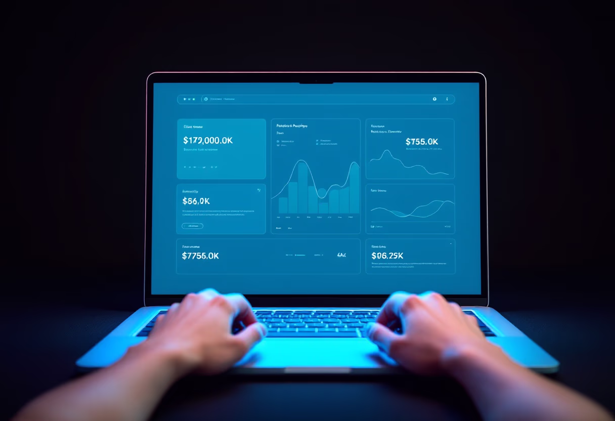 [interface] image of a laptop with software interface (for a ai marketing tech company)