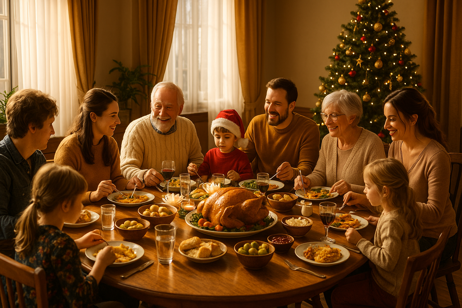 family coming together for holiday meal