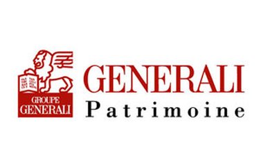 Logo du groupe Generali avec un lion stylisé et le mot Patrimoine.