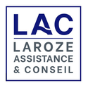 Logo LAC avec texte Larose Assistance & Conseil en bleu et gris.