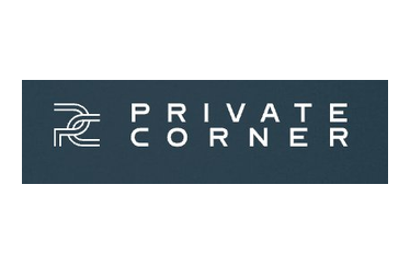 Logo with stylized letters P and C next to the words PRIVATE CORNER on a dark background.